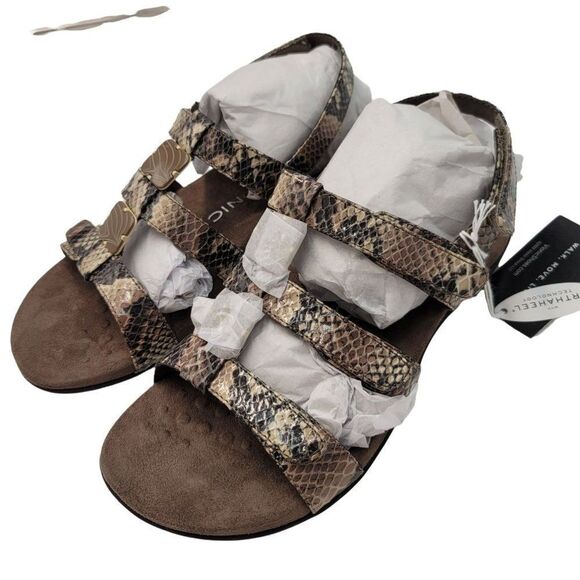 Vionic Snake Print Wrap New Slide Sandals Womens Size 7 New Comfort Orthopedic - Picture 2 of 9